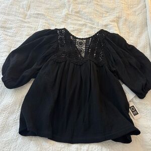 Black Crochet Detail Blouse